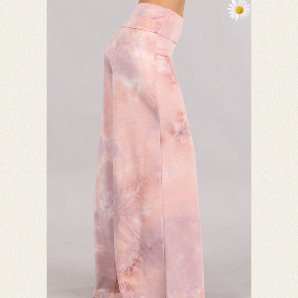 New Color! Lilac Mauve Multi Tie Dye Palazzo Pants - Picture 3 of 4